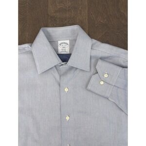 Brooks Brothers Regent Button Down White Geometric Shirt Men Size 15 Long Sleeve